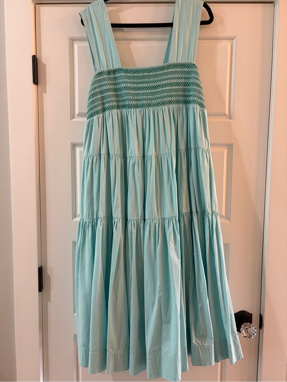 *Like New* Anthropologie The Helena Square-Neck Smocked Tiered Midi Dress